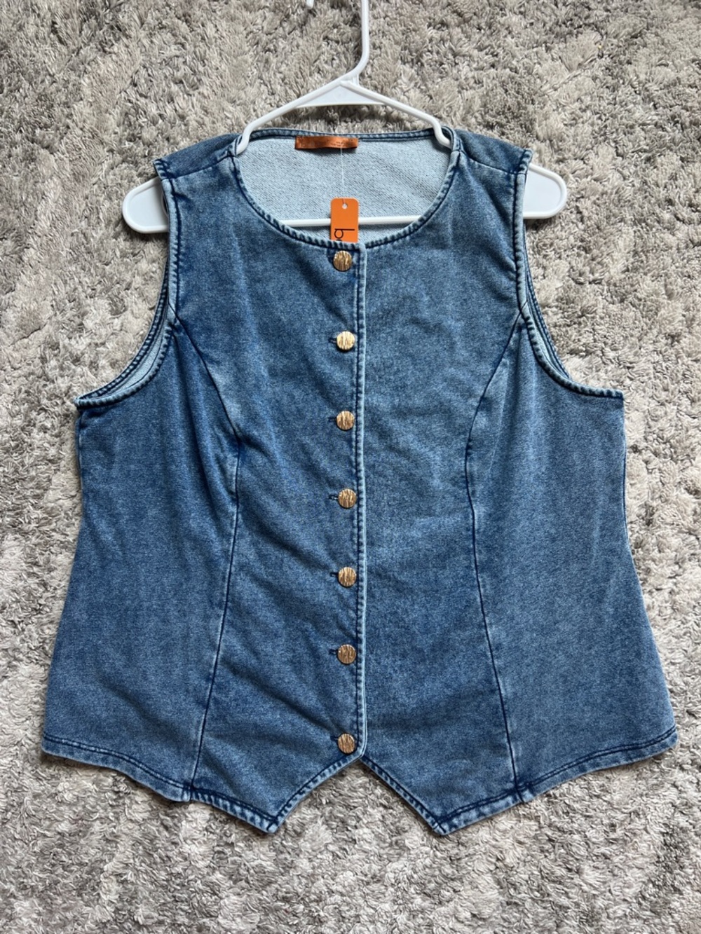 Belldini Women's Sleeveless Denim Button-Front vest - Blue